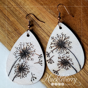 White Dandelion Teardrop Earrings