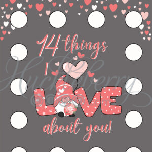 Gray and Pink Gnome Print 8.5x11 14 things I love about you