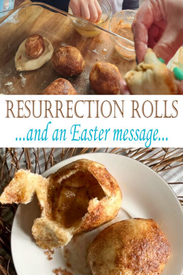 Resurrection Rolls made with rhodes frozen rolls, marshmallows, cinnamon sugar, butter